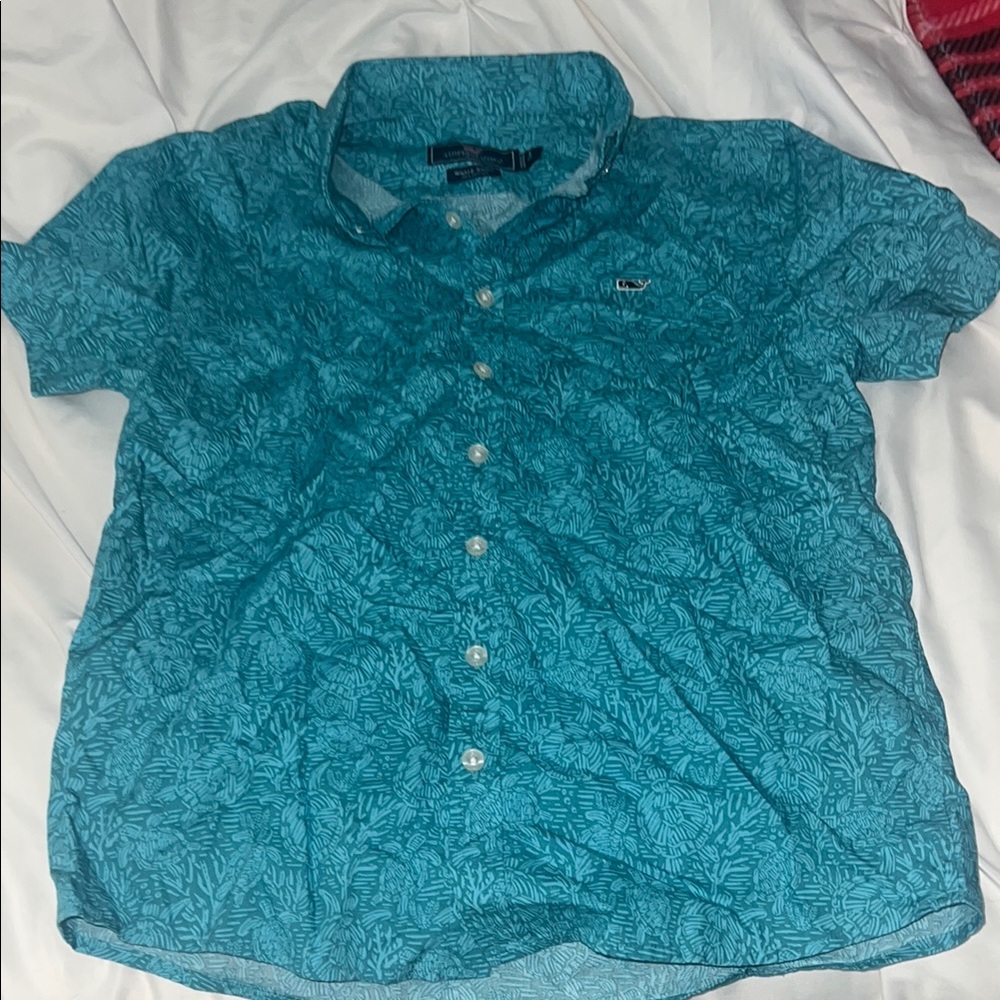Blue Patterned Whale Vineyard Vines Kids Shirt